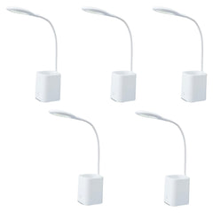 Kuber Industries Monochrome White Pencil Holder Lamp |Rechargeable Table Light with USB|Battery Capacity 1200mAh-Pack of 5 (White)