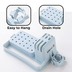 Kuber Industries Kitchen Organizer With Soap Holder|Premium PP|Durable & Sturdy|DIY Self-Adhesive Design|Multipurpose Bathroom Shelf|Smart Drainage Holes|TM18005|Pack Of 2 |Blue