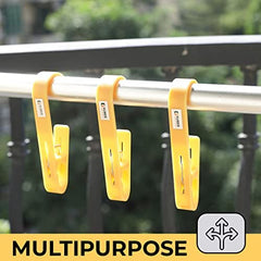Kuber Industries Multipurpose Bar Hooks & Pins for Laundry, Kitchen, & Wardrobe| ABS|Durable, Strong Grip|Easy to Use | Pack of 15 |Yellow