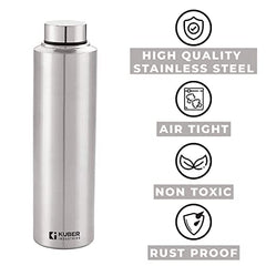 Kuber Industries Stainless Steel 4pcs Cookware Set and 4pcs Water Bottle | Gas Stove and Induction Friendly | Rust Proof, Easy to Clean & Store