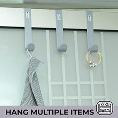 Kuber Industries Cloth Hanger|Wall Mounted Towel Hanger|Multipurpose Cloth & Towel Holder|Iron Spray Material|Easy Installation|Interchangeable Over The Door Hook | Pack of 6 |Silver