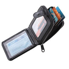 Kuber Industries Card Holder Wallet For Men Women|Debit Credit Card Holder|Wallet For Id, Visiting Card, Buisness Card|RFID Protected|Button & Zipper Closure Wallet|Black (Pack Of 5)