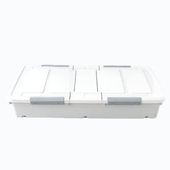 Kuber Industries Large Capacity Underbed Storage Box with Lids and Wheels | Dustproof & Stackable | Rectangular Storage Box | Multipurpose Organizer for Clothes/Toys (96L)