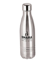 Kuber Industries Dhara Stainless Steel Water Bottle, 500ml, Silver