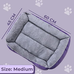 Kuber Industries Dog & Cat Bed|Super Soft Plush Top Pet Bed|Oxford Cloth Polyester Filling| Washable Dog Bed|Rectangular Cat Bed with Rise-Edge Pillow|QY036P-M|Purple(Pack of 5)