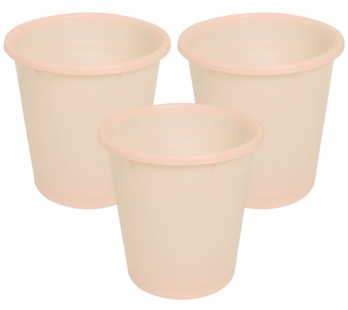 Kuber Industries Plastic Dustbin|Portable Garbage Basket & Round Trash Can for Home,Kitchen,Office,College,7 Ltr,Pack of 3 (Cream)