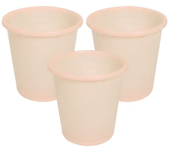 Kuber Industries Plastic Dustbin|Portable Garbage Basket & Round Trash Can for Home,Kitchen,Office,College,7 Ltr,Pack of 3 (Cream)