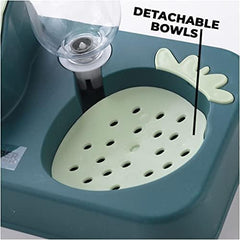 Kuber Industries Animal Feeding Plastic 2 in 1 Pet Bowls | Cat & Dog Bowl | Small/Medium Size Pet Feeding Bowl | Non-Toxic & 100% Safe for Pets (Pack of 2) | Green