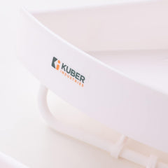 Kuber Industries Bathroom & Kitchen Organizer With Towel Hanger Hooks|Multipurpose Corner Wall Shelves|Self-Adhesive| PP|Pack of 8|A2910|White