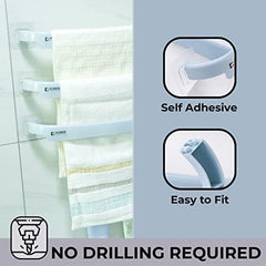 Kuber Industries Pack of 3 Towel Hanger for Bathroom|Wall Mounted Cloth Hanger|Multipurpose Cloth & Napkin Holder|Stainless Steel & PP|Self-Adhesive |Bathroom & Kitchen Organizer|FJ-07|Grey