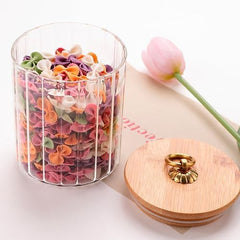 Urbane Home Borosilicate Glass Jar with Bamboo Lid | Kitchen Organizer Items and Storage | Multi-utility, Leakproof, Airtight Jar for Cookies, Snacks, Tea, Coffee, Sugar (530 ml) (Pack of 2)