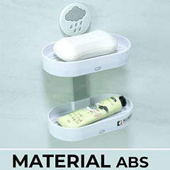 Homestic Pack of 2 Two Tier Hanging Soap Case|Self Adheshive Waterproof Drainage Design|Space Optimizing|Multi Utility Sink Organizers|CM02|White