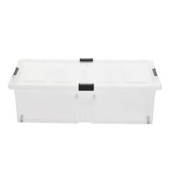 Heart Home Large Capacity Underbed Storage Box with Lids and Wheels | Dustproof & Stackable | Rectangular Storage Box | Multipurpose Organizer for Clothes/Toys (79L)
