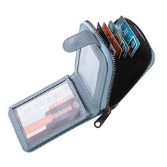 Kuber Industries Card Holder Wallet For Men Women|Debit Credit Card Holder|Wallet For Id, Visiting Card, Buisness Card|RFID Protected|Button & Zipper Closure Wallet|Blue (Pack Of 3)