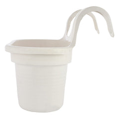 Kuber Industries Hanging Flower Pot|Double Hook Plant Container|Durable Plastic Glossy Finish Pots for Home|Balcony|Garden|12 Inch|Pack of 3 (White)