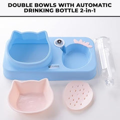 Kuber Industries Animal Feeding Plastic 2 in 1 Pet Bowls | Cat & Dog Bowl | Small/Medium Size Pet Feeding Bowl | Non-Toxic & 100% Safe for Pets (Pack of 4) | Blue