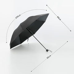 Kuber Industries 3 Fold Manual Umbrella|Windproof, Sunproof & Rainproof|With Polyester Canopy, Sturdy Steel Shaft & Wrist Straps|Easy to Hold & Carry|Umbrella for Women, Men & Kids |Black (Pack Of 2)