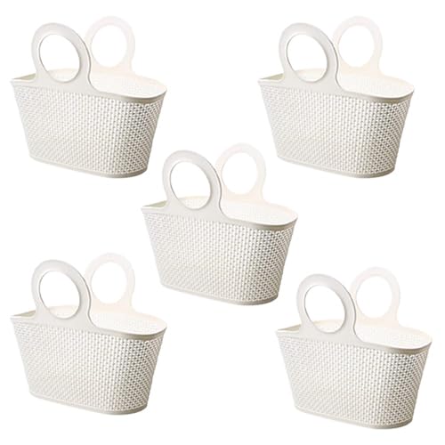 Kuber Industries High-Capicity Shopping Basket with Handle-Pack of 5 (White)