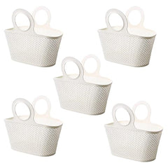 Kuber Industries High-Capicity Shopping Basket with Handle-Pack of 5 (White)