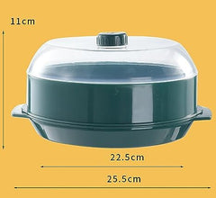Kuber Microwave Oven Steamer | Microwave Pot Pan| Microwave Safe Set | Microwave Safe Containers (1 Cover +1 Box +1 Base) | KUSH111| (Green Set of 2)
