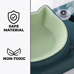 Kuber Industries Animal Feeding Plastic 2 in 1 Pet Bowls | Cat & Dog Bowl | Small/Medium Size Pet Feeding Bowl | Non-Toxic & 100% Safe for Pets (Pack of 2) | Green
