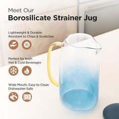 Kuber Industries Premium 1.5 LTR Glass Jug with Silicone Lid and Handle | Leakproof Pitcher for Water, Cold Brew, Tea, Iced Coffee, Lemonade | Heat Resistant | Housewarming Gift | Transparent