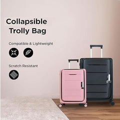 Urbane Home Luggage Bag | Trolley Bags for Travel | Collapsible Luggage Bag | 20 Inch | Black