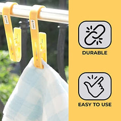 Kuber Industries Multipurpose Bar Hooks & Pins for Laundry, Kitchen, & Wardrobe| ABS|Durable, Strong Grip|Easy to Use | Pack of 15 |Yellow