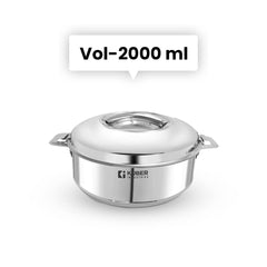 Kuber Industries Stainless Steel Kadhai with lid & Casserole I Tri-ply Kadai Induction Base I Kadai 1.6 litres & Casserole 2 Litre Capacity I Extra Deep I Riveted Handles