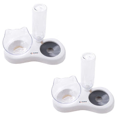 Kuber Industries Animal Feeding Plastic 2 in 1 Pet Bowls | Cat & Dog Bowl | Small/Medium Size Pet Feeding Bowl | Non-Toxic & 100% Safe for Pets (Pack of 2) | Grey