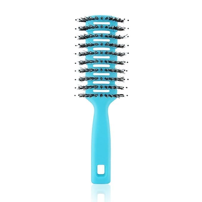 Kuber Industries Hair Brush | Flexible Bristles Brush | Hair Brush with Paddle | Quick Drying Hair Brush | Suitable For All Hair Types | Round Vented Hair Brush | Pack of 3 | C13-X-BLE | Blue