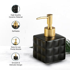 Kuber Industries Liquid Soap Dispenser | Handwash Soap Dispenser | Soap Dispenser for Wash Basin | Shampoo Dispenser Bottle | Bathroom Dispenser Bottle | Pack of 2 | 220 ml | Black
