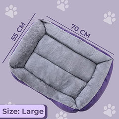 Kuber Industries Dog & Cat Bed|Super Soft Plush Top Pet Bed|Oxford Cloth Polyester Filling| Washable Dog Bed|Rectangular Cat Bed with Rise-Edge Pillow|QY036P-L|Purple(Pack of 4)