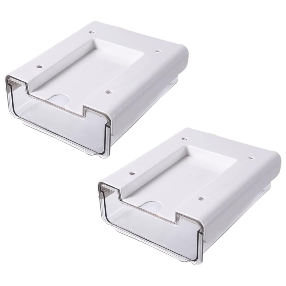 Kuber Industries Bottom Layer Large Drawer Storage Box|Plastic Cabinet Box For Storage|Pack of 2|White