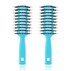 Homestic Hair Brush | Flexible Bristles Brush | Hair Brush with Paddle | Quick Drying Hair Brush | Suitable For All Hair Types | Round Vented Hair Brush | 2 Piece | C13-X-BLE | Blue