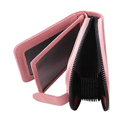Kuber Industries Card Holder Wallet For Men Women|Debit Credit Card Holder|Wallet For Id, Visiting Card, Buisness Card|RFID Protected|Button & Zipper Closure Wallet|Pink (Pack Of 6)