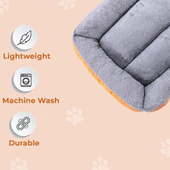 Kuber Industries Dog & Cat Bed|Super Soft Plush Top Pet Bed|Oxford Cloth Polyester Filling|Washable Dog Bed|Rectangular Cat Bed with Rise-Edge Pillow|QY036OR-L|Orange (Pack of 3)