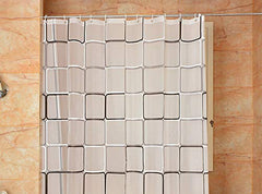 Kuber Industries 7 Feet PEVA Shower Curtain I Black and White Checked Print I 180 X 220cm I 12 Pcs Hooks Included I Quick Dry I Waterproof I Easy-Slide Curtains I Bath Decor I Multicolour