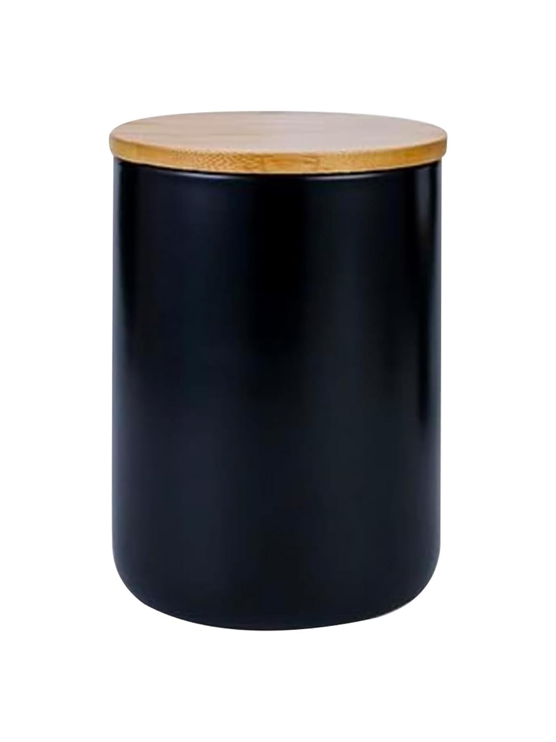 Urbane Home Ceramic Jar with Bamboo Lid 800ml | Air Tight Containers for Kitchen Storage | Multipurpose-Tea,Coffee,Snacks,Sugar,Salt,Dry Fruit,Pulses | Black (Pack of 2)