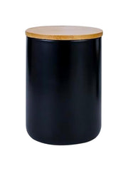 Urbane Home Ceramic Jar with Bamboo Lid 800ml | Air Tight Containers for Kitchen Storage | Multipurpose-Tea,Coffee,Snacks,Sugar,Salt,Dry Fruit,Pulses | Black (Pack of 2)