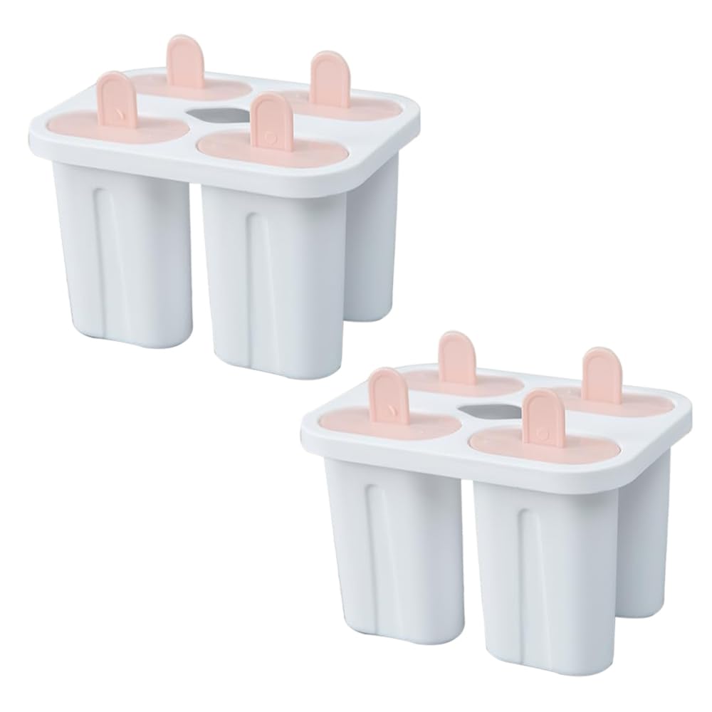 Kuber Industries Set of 4 Popsicle Mould|Reusable Ice Tray For Kulfi, Candy|Pack of 2| White