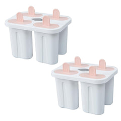 Kuber Industries Set of 4 Popsicle Mould|Reusable Ice Tray For Kulfi, Candy|Pack of 2| White