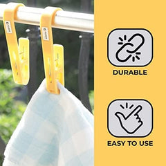 Kuber Industries Multipurpose Bar Hooks & Pins for Laundry, Kitchen, & Wardrobe|Superior Quality ABS|Durable, Strong Grip|Easy To Use|77024(Y)|Pack of 18|Yellow