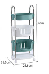 Kuber Industries (Pack of 1) Utility Rolling Cart | 4 Tier Kithen Storage Cart with Caster Wheels | Space Saving Home Storage Organizer | Trolley Rack with Wheels | YM564GW|Green White