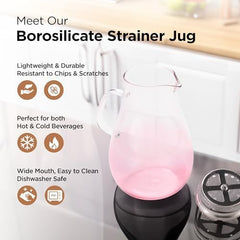 Urbane Home Premium 2 LTR Glass Jug with Stainless Steel Lid and Handle | Leakproof Pitcher for Water, Cold Brew, Tea, Iced Coffee, Lemonade | Heat Resistant | Housewarming Gift | Transparent
