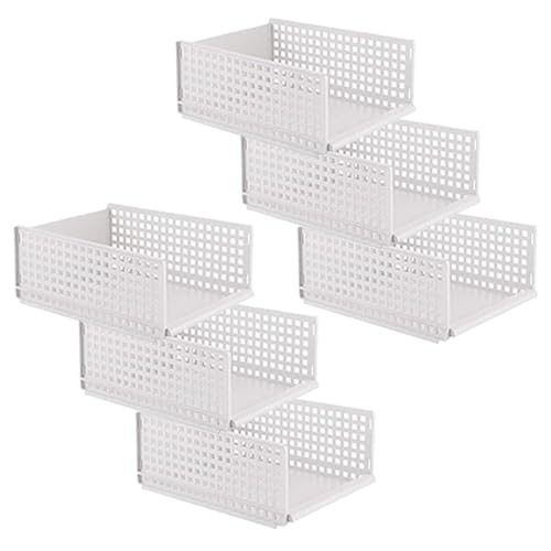 Kuber Industries Integrated Stacking Basket|Storage Organizer|Basket For Cosmetic, Fruits, Assesories|Pack of 6|White