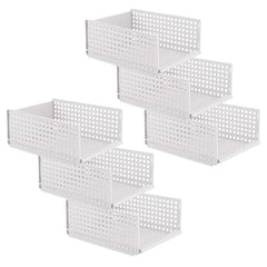 Kuber Industries Integrated Stacking Basket|Storage Organizer|Basket For Cosmetic, Fruits, Assesories|Pack of 6|White