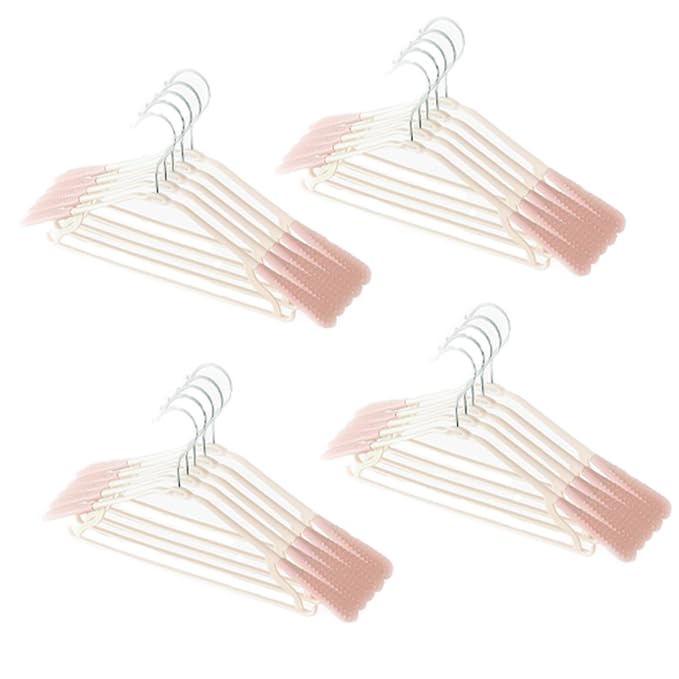Kuber IndustriesPP Cloth Hanger Set of 20 With Zinc Plated Steel Hook (Pink)