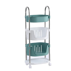 Kuber Industries (Pack of 1) Utility Rolling Cart | 4 Tier Kithen Storage Cart with Caster Wheels | Space Saving Home Storage Organizer | Trolley Rack with Wheels | YM564GW|Green White