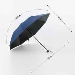 Kuber Industries Pack of 2| 3 Fold Manual Umbrella|Windproof, Sunproof & Rainproof|with Polyester Canopy, Sturdy Steel Shaft & Wrist Straps|Easy to Hold & Carry|Umbrella for Women, Men & Kids |Blue